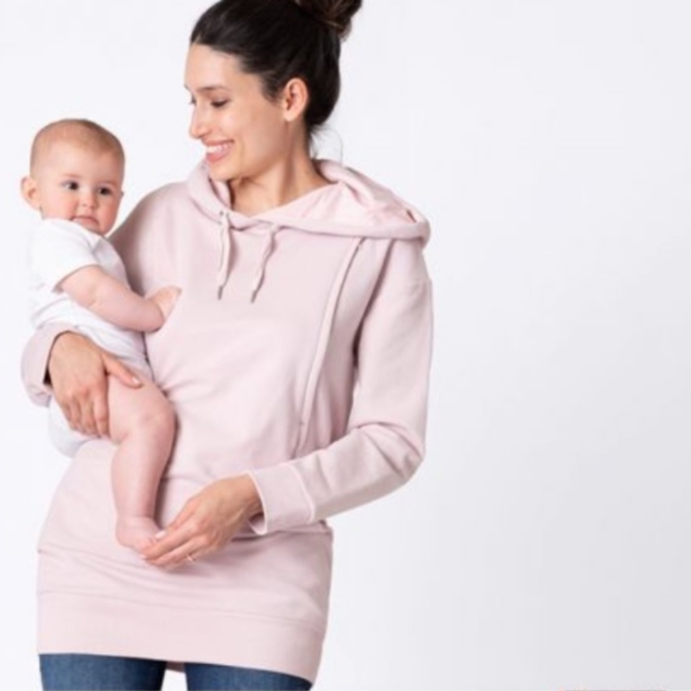 Seraphine - Pink 3 in 1 Maternity & Babywearing Hoodie Tunic